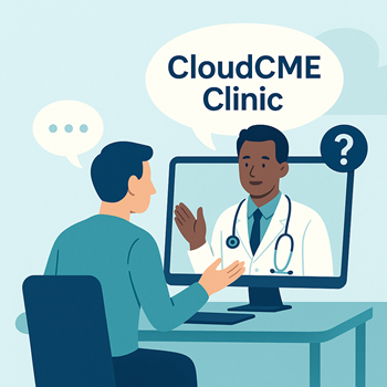 doctor speaking through a computer to someone with questions