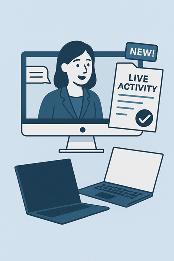 person speaking in a webinar